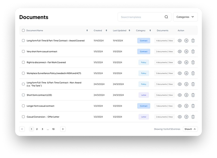 Documents dashboard preview